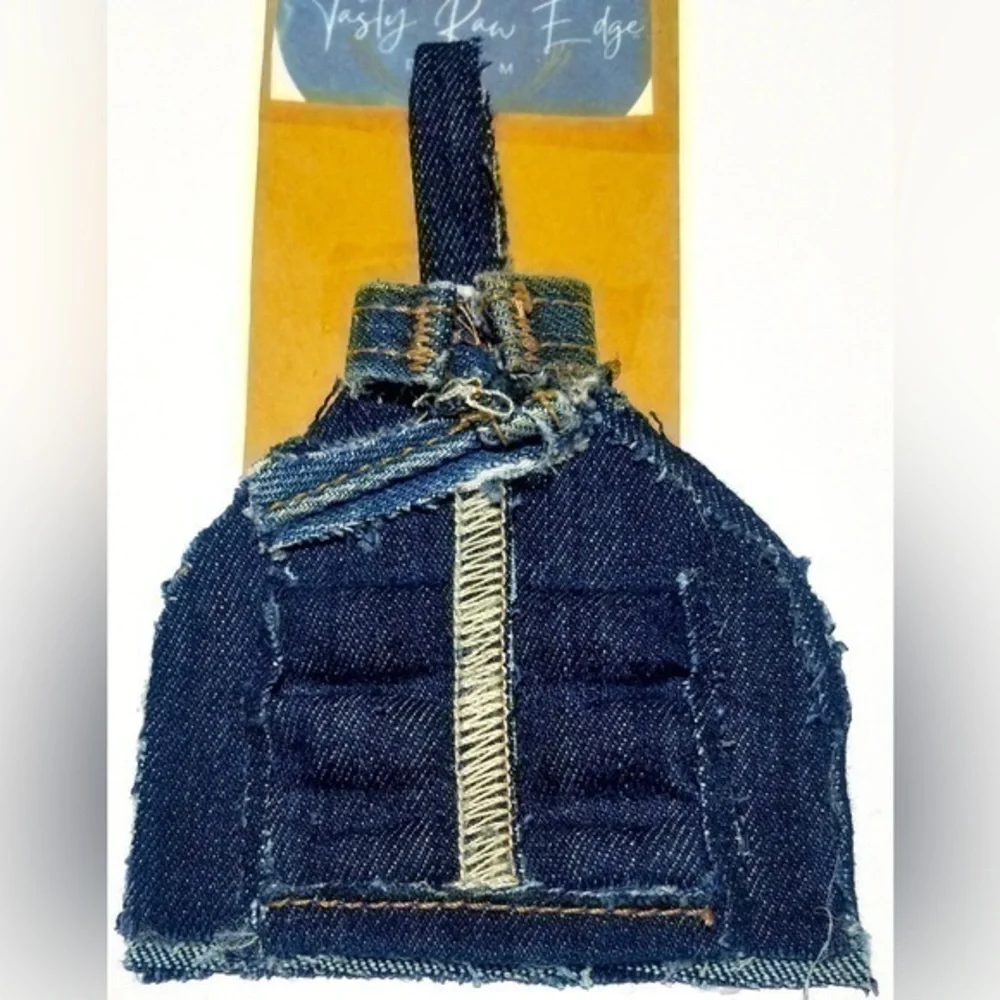 Tasty Raw Edge Denim “indigo Puffer” Lil Denim Coat Ornament